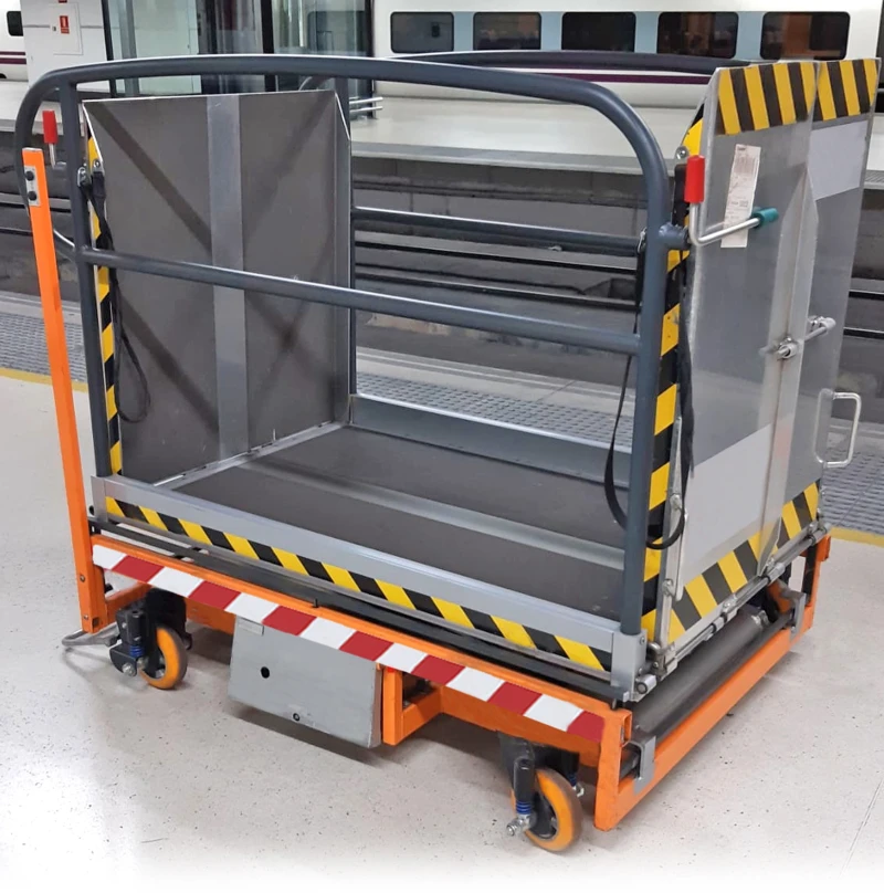 Projet de roulettes, secteur ferroviaire. Une plateforme d’usage régulier dans des espaces qui requièrent une grande stabilité