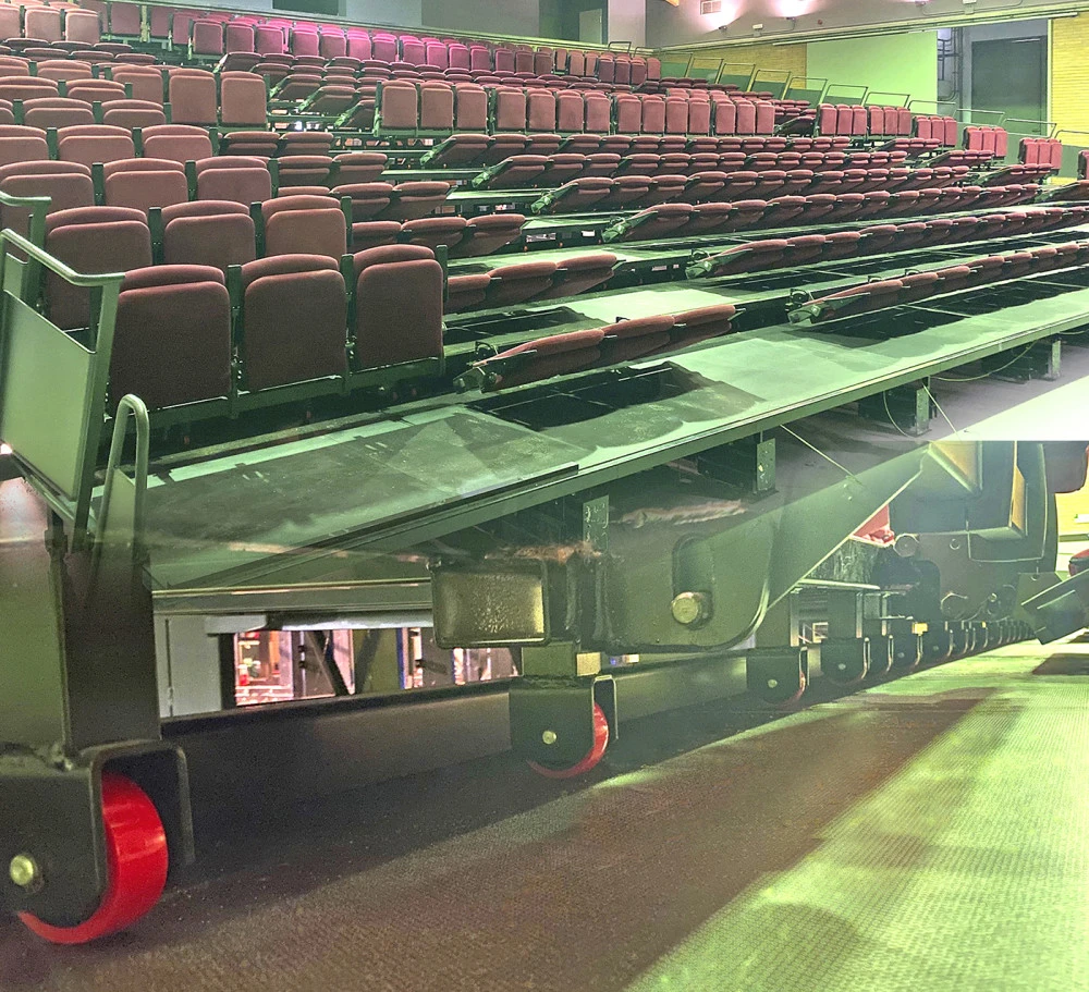 Projet de mobilité, sécurité et déplacement dans les gradins pliants des espaces scéniques